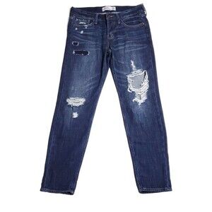 Abercrombie Boyfriend Straight Leg Jeans Size 2 26 Distressed Destroyed Loose